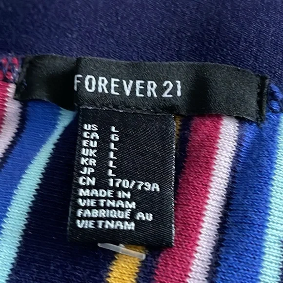 NWOT Fotever 21 multicolored striped stretchy skirt - Picture 3 of 7